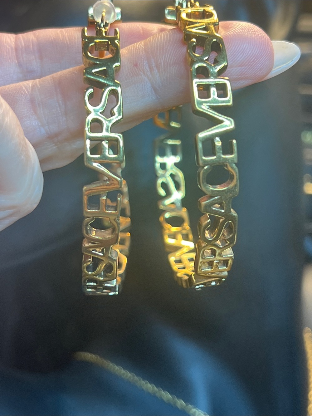 Gold Letter-Logo Hoop Earrings